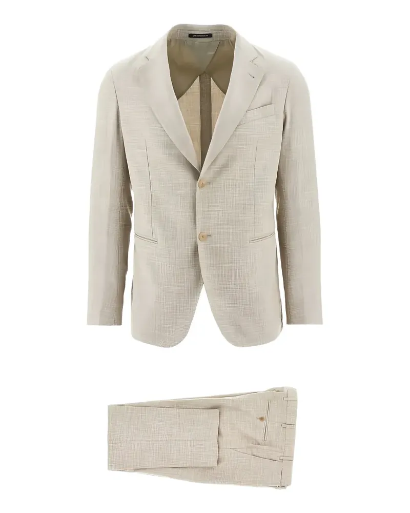 Emporio Armani single-breasted slub-texture suit - Nude Nude