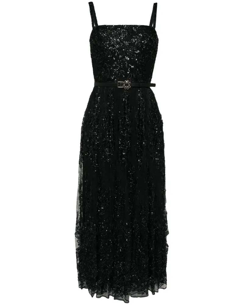 Elie Saab Kleid mit Spitzenstickerei - Schwarz Schwarz