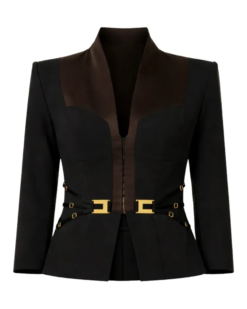 Elisabetta Franchi Blazer mit V-Ausschnitt - Schwarz Schwarz