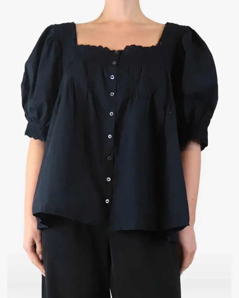 DÔEN off-shoulder button-down blouse - Schwarz Schwarz