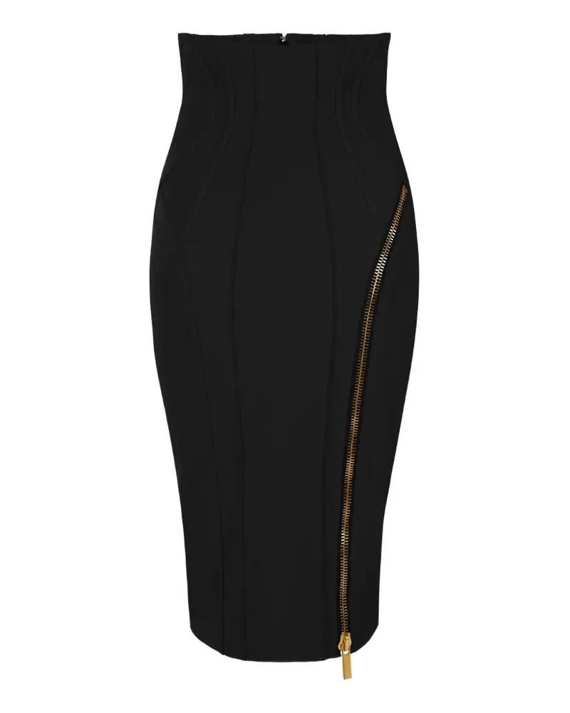 Elisabetta Franchi skirt in technical fabric with zip - Schwarz Schwarz