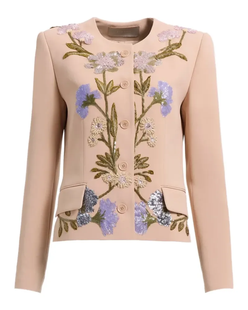 Elie Saab Blazer mit aufgestickten Blumen - Nude Nude