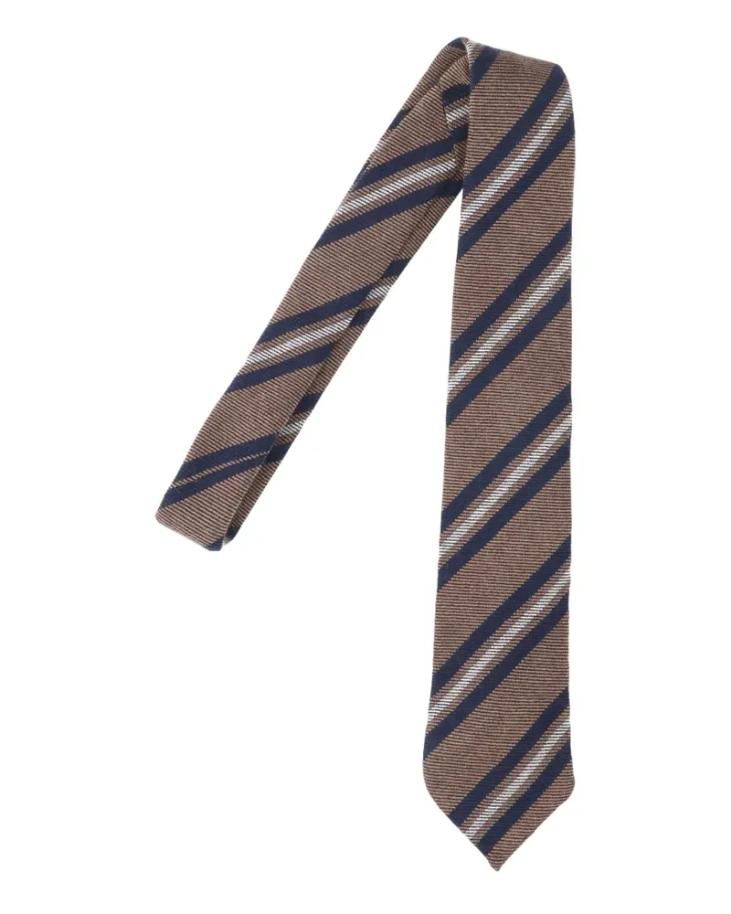 Finamore 1925 Krawatte mit diagonalen Streifen - Braun Braun