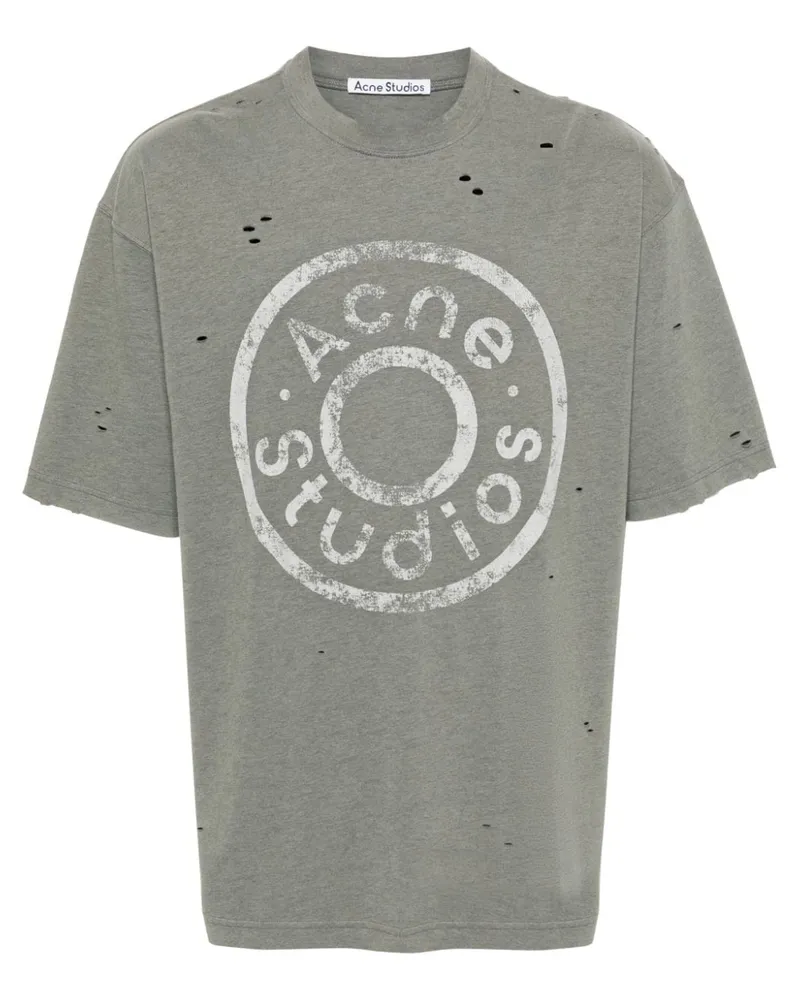 Acne Studios T-Shirt mit Logo-Print - Grün Grün