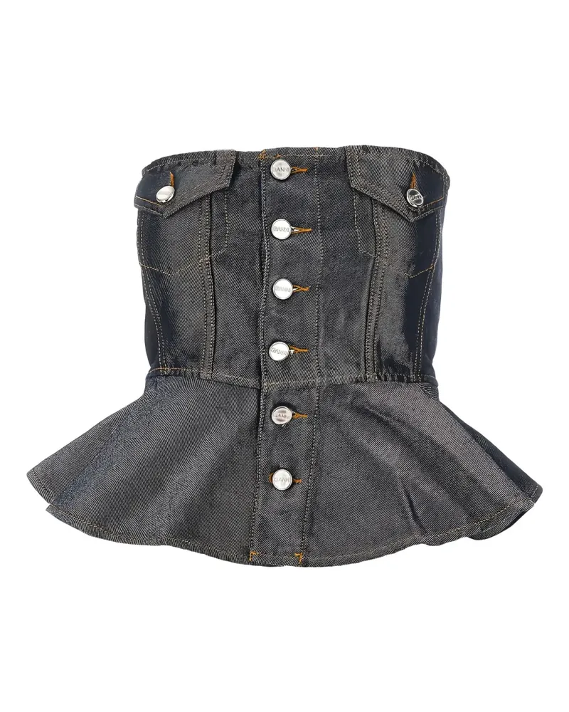 Ganni button denim top - Grau Grau