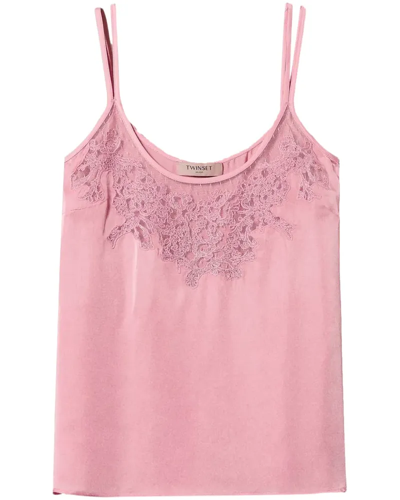 Twin-Set Besticktes Top aus Satin - Rosa Rosa