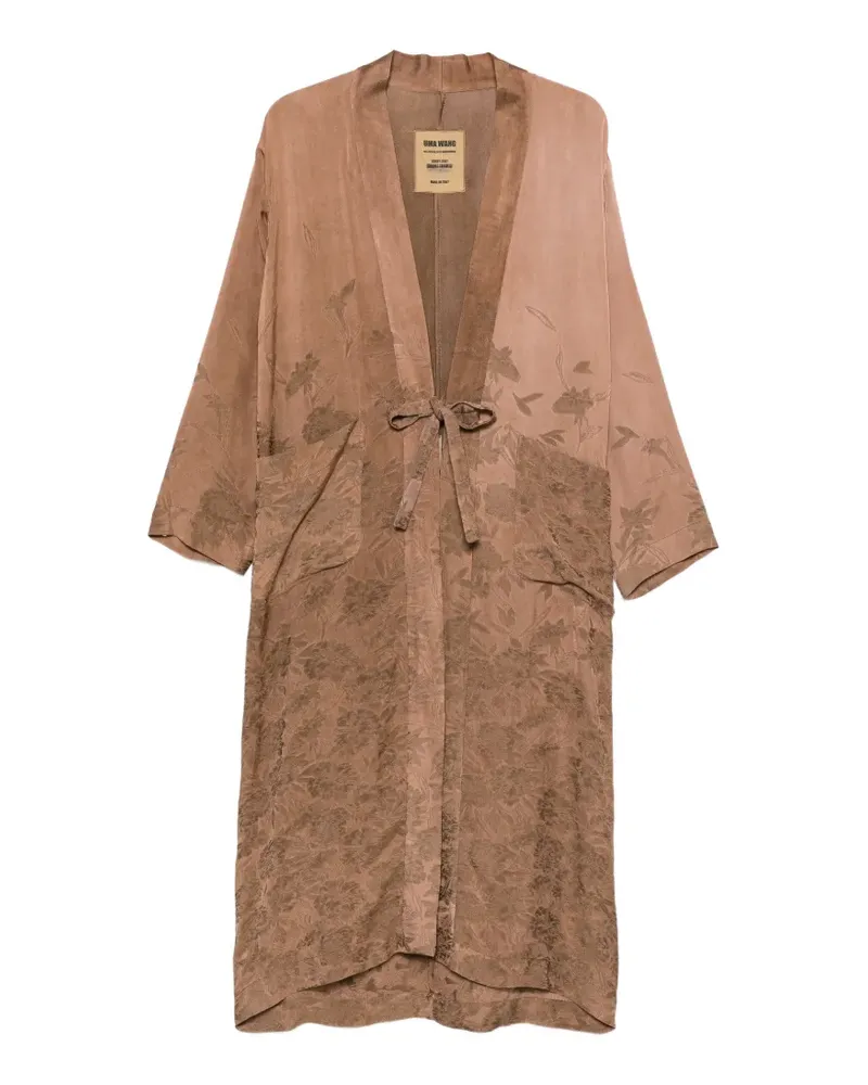 Uma Wang floral-jacquard wrap coat - Braun Braun