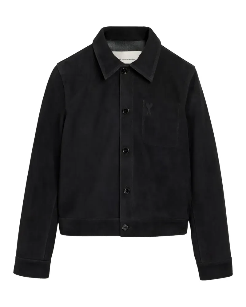 AMI Paris Ami de Coeur Wildlederjacke mit Prägung - Schwarz Schwarz