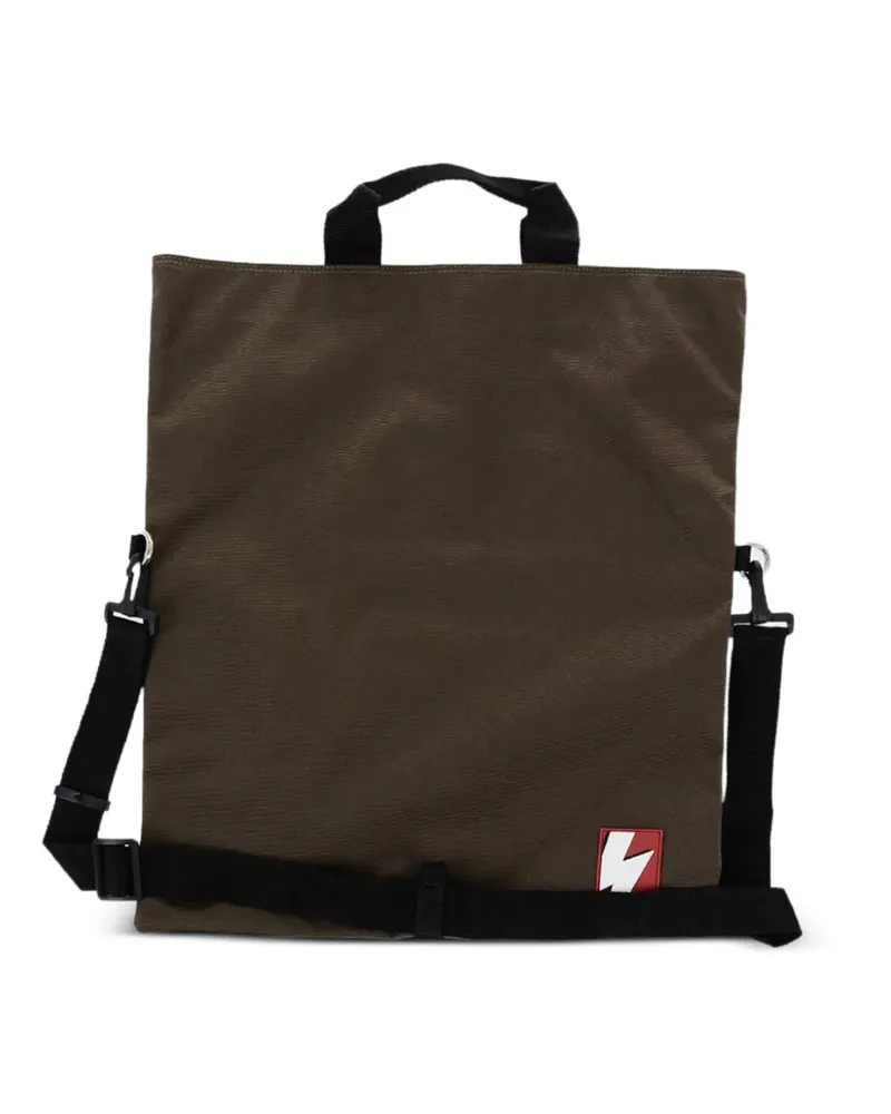 Neil Barrett Schultertasche mit Thunderbolt-Patch - Braun Braun