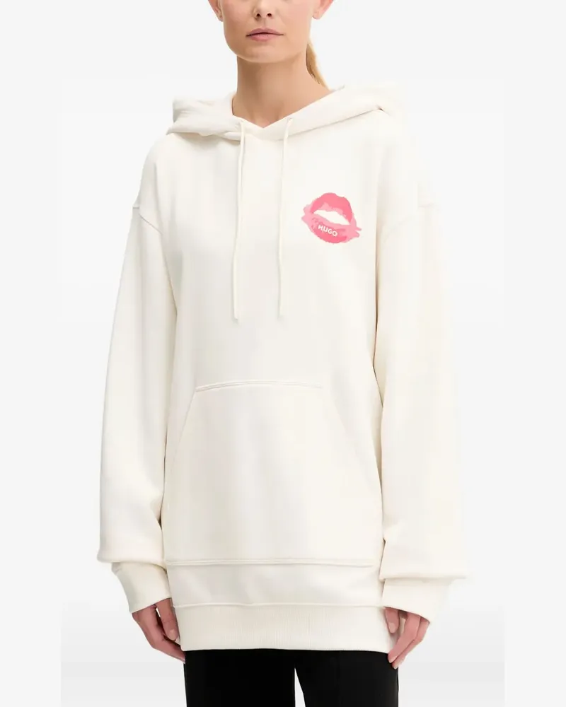 HUGO BOSS Hoodie mit Lippen-Print - Weiß Weiß