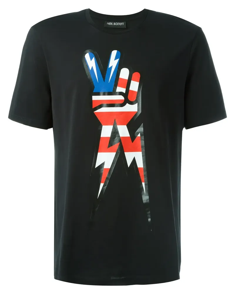 Neil Barrett T-Shirt mit "Peace"-Zeichen - Schwarz Schwarz