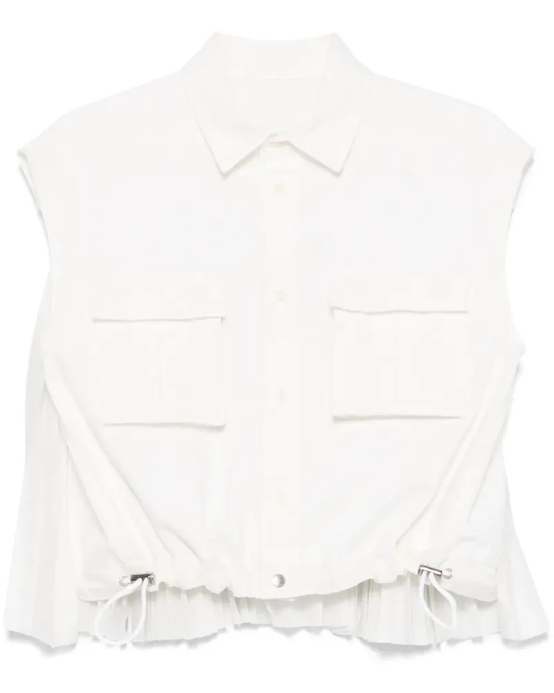 Sacai Weste mit Faltendetail - Weiß Weiß