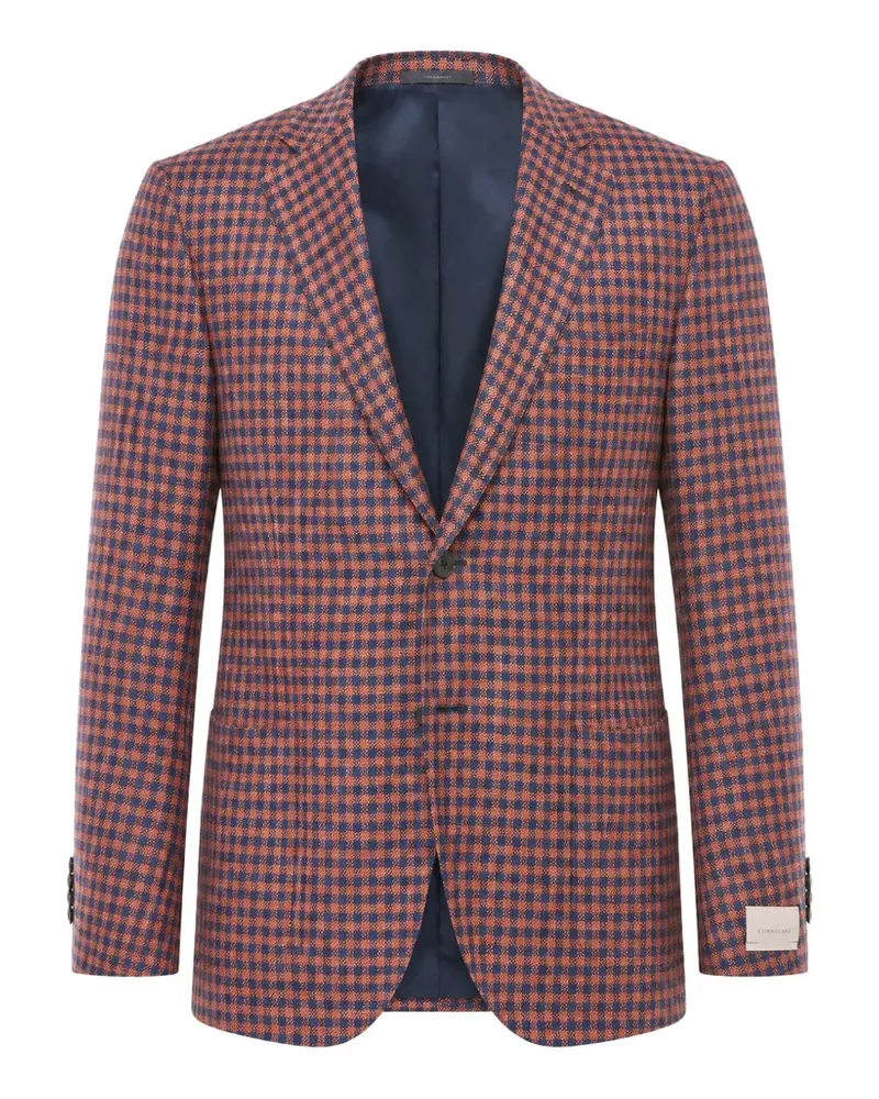 Corneliani check-pattern blazer - Orange Orange