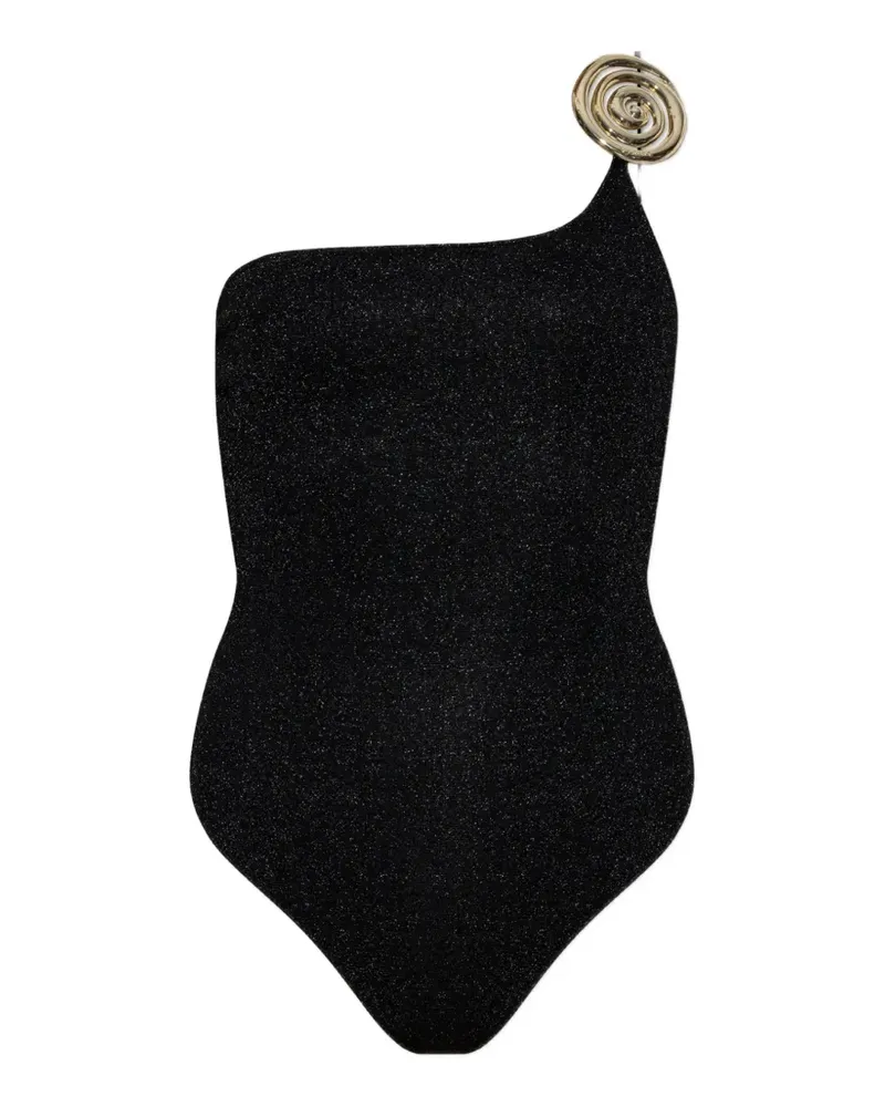 Oséree One-Shoulder-Badeanzug mit Spiraldetail - Schwarz Schwarz