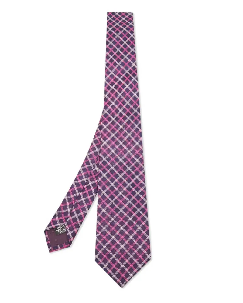 HUGO BOSS Pre-owned Seidenkrawatte mit Karo - Violett Violett