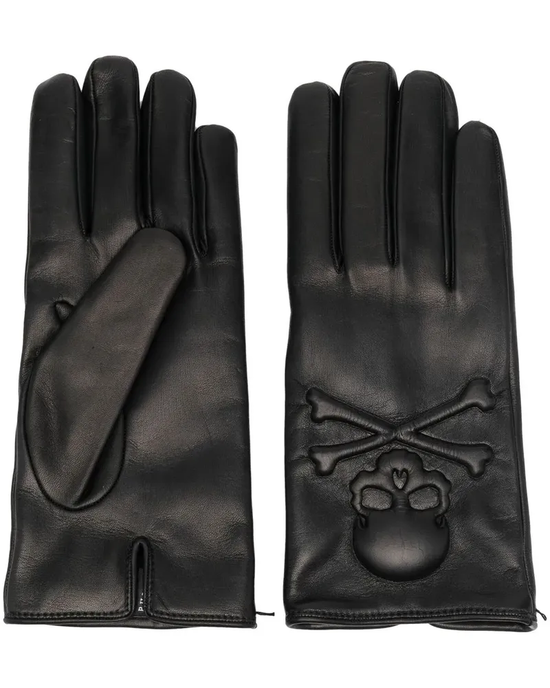 Philipp Plein Lederhandschuhe mit Kaschmirfutter - Schwarz Schwarz