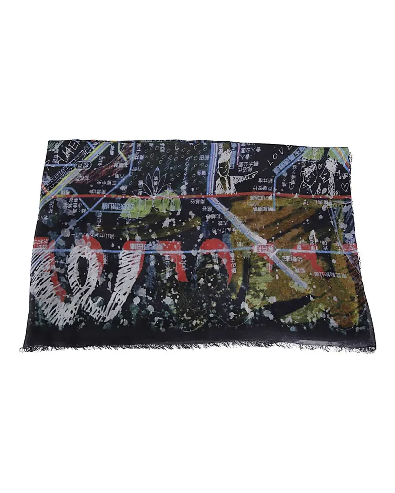 Faliero Sarti Art in Japan frayed scarf - Schwarz Schwarz