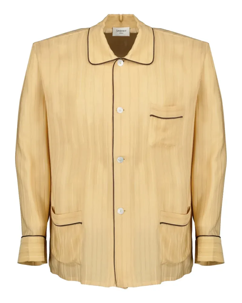 Saint Laurent Gestreiftes Pyjama-Oberteil - Nude Nude