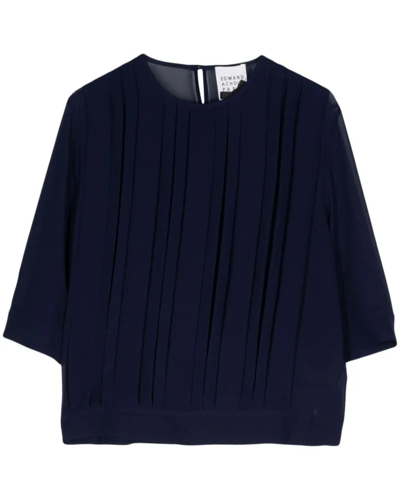 Edward Achour Transparente Bluse mit Falten - Blau Blau