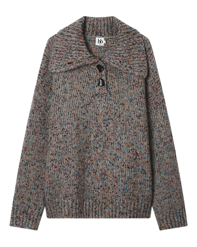 b+ab Pullover mit geknöpftem Stehkragen - Braun Braun
