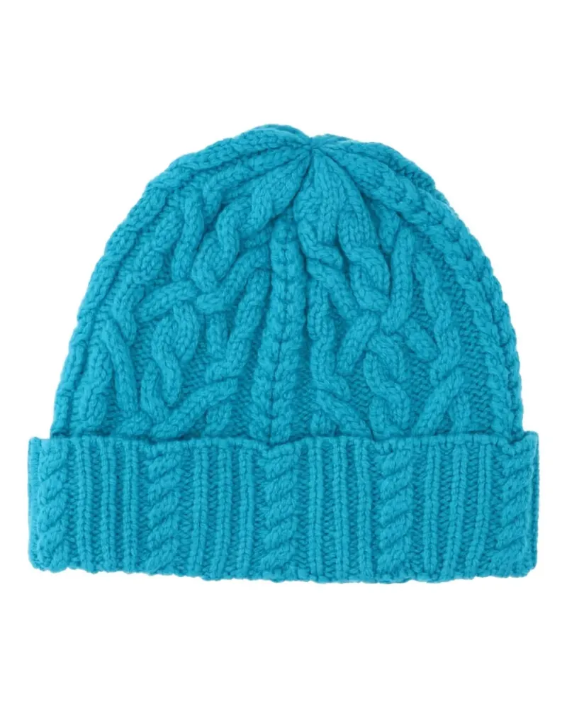 ASPESI Beanie mit Zopfmuster - Blau Blau