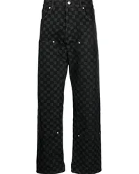 MISBHV Gerade Hose mit Monogramm-Print Schwarz