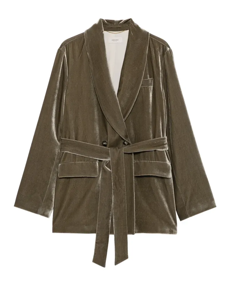 AGNONA belted velvet jacket - Grün Grün