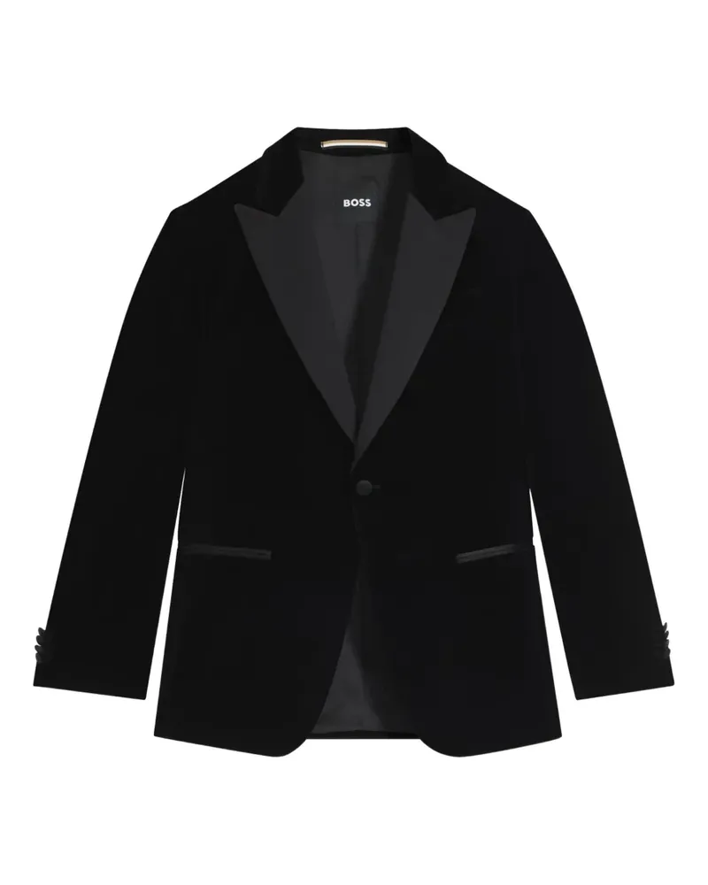 HUGO BOSS shawl-lapel cotton jacket - Schwarz Schwarz