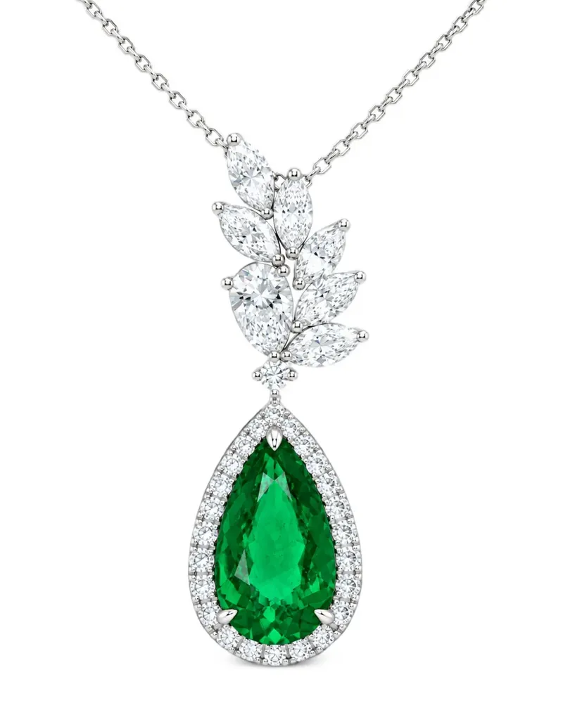 HYT Jewelry emerald and diamond pendant necklace - Silber Silber