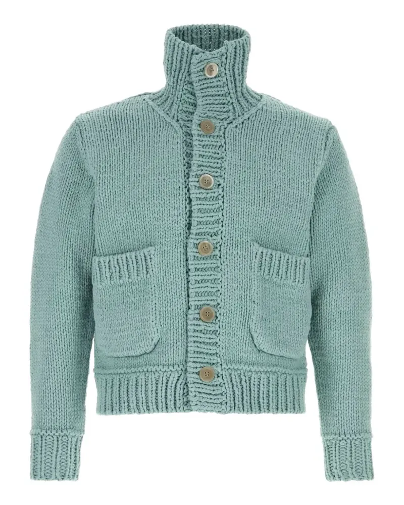 Junya Watanabe intarsia-knit chunky-knit cardigan - Blau Blau