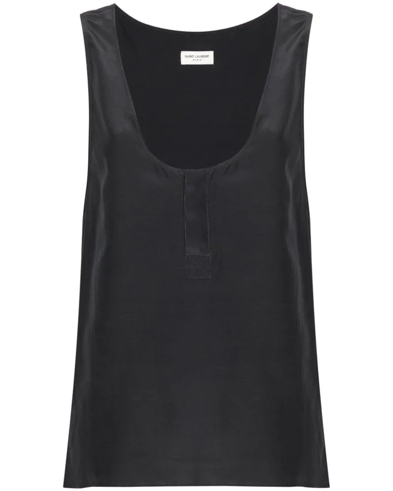 Saint Laurent Seiden-Tanktop mit Henley-Kragen - Grau Grau