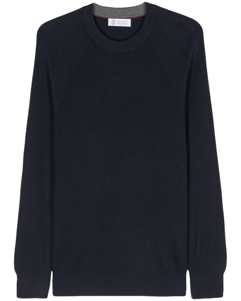 Brunello Cucinelli Gerippter Strickpullover - Blau Blau