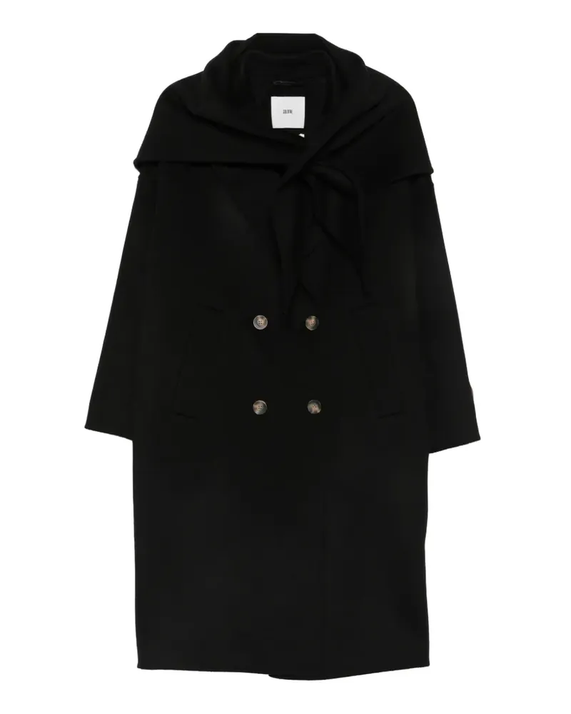 SOLOTRE double-breasted scarf-detail coat - Schwarz Schwarz