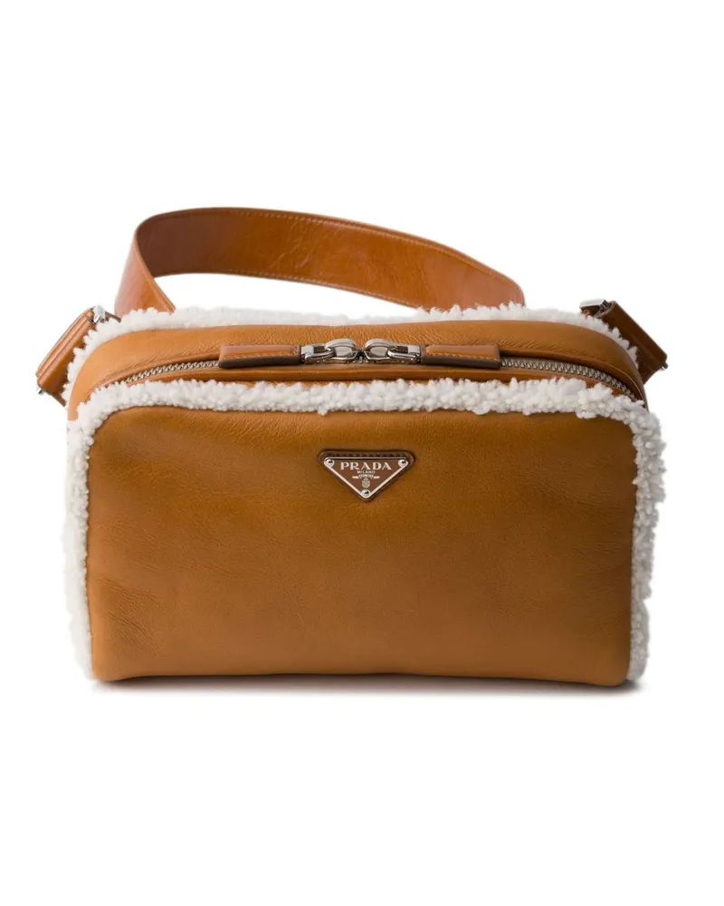 Prada Schultertasche mit Shearling-Besatz - Braun Braun