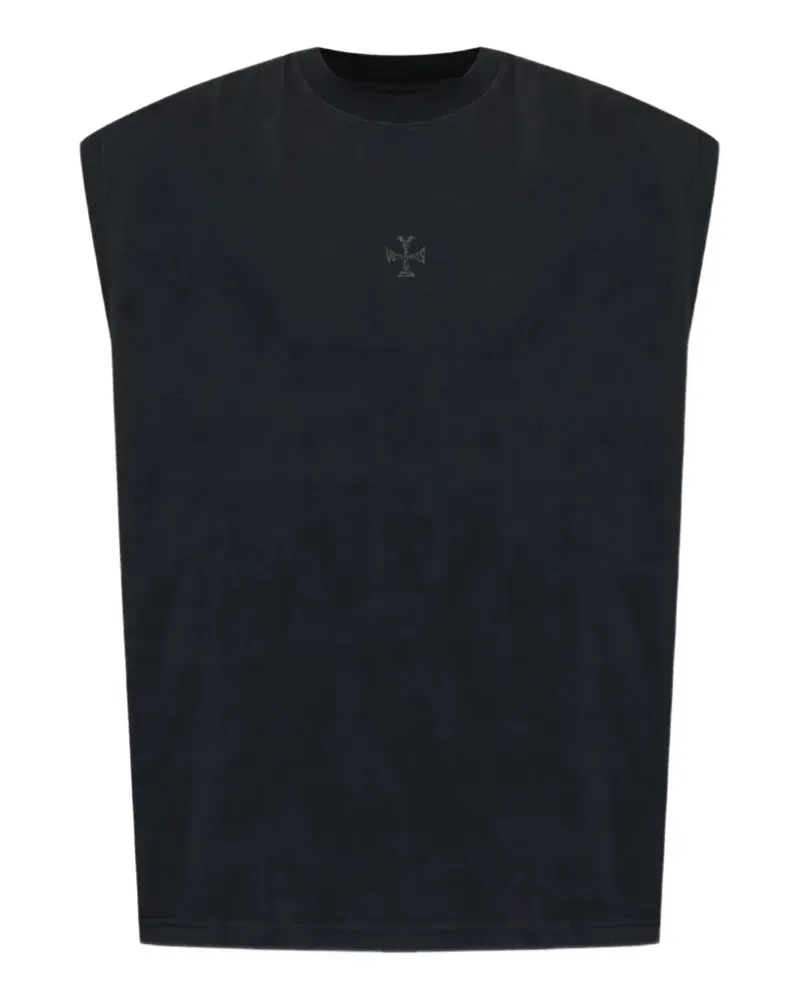 VETEMENTS logo-print sleeveless T-shirt - Schwarz Schwarz