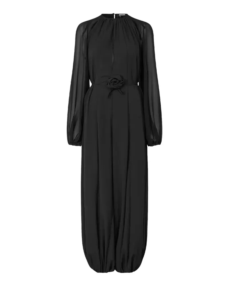ROTATE Birger Christensen Jumpsuit mit Ballonbein und Blumenapplikation - Schwarz Schwarz