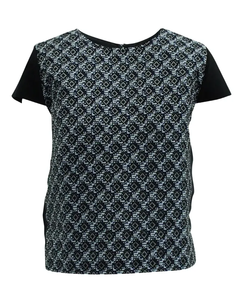 Maje patterned short-sleeve blouse - Schwarz Schwarz