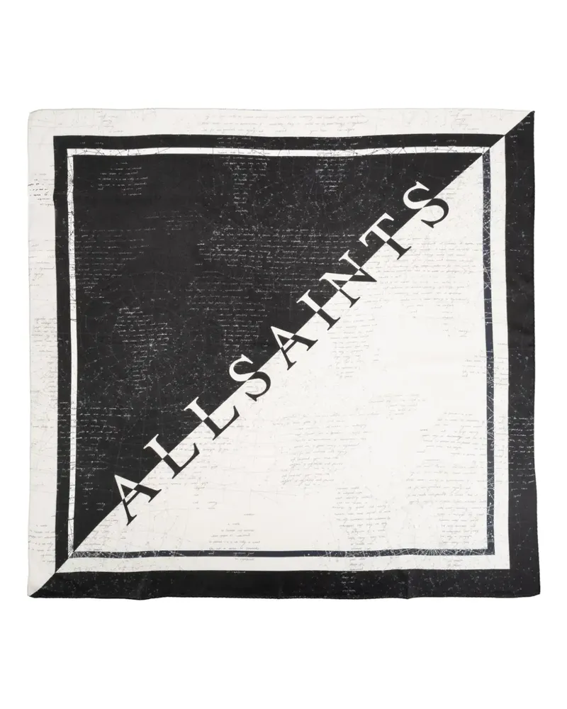 AllSaints Seidenschal mit Logo-Print - Schwarz Schwarz