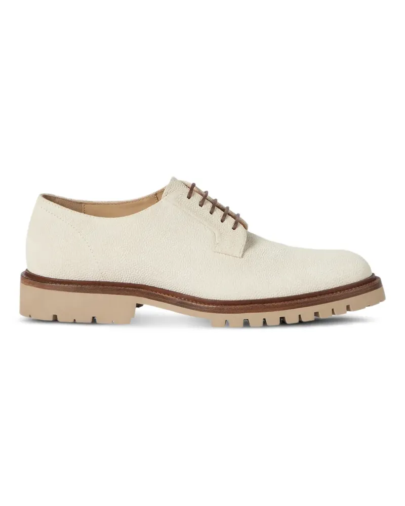 Brunello Cucinelli Derby-Schuhe aus strukturiertem Wildleder - Nude Nude