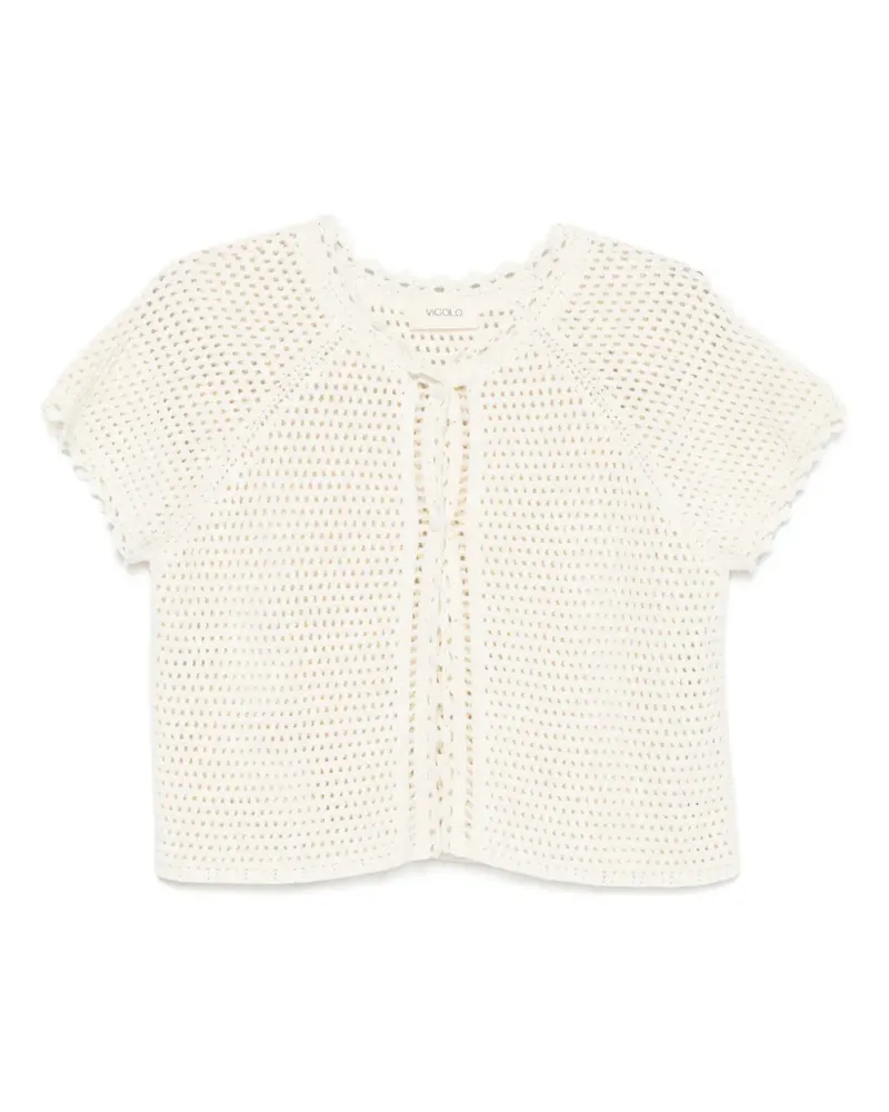 VICOLO crochet scalloped-trim cardigan - Nude Nude