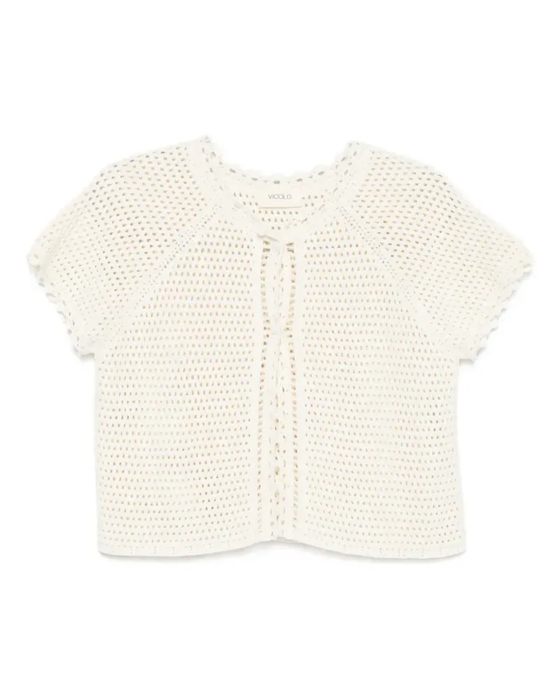 VICOLO crochet scalloped-trim cardigan - Nude Nude