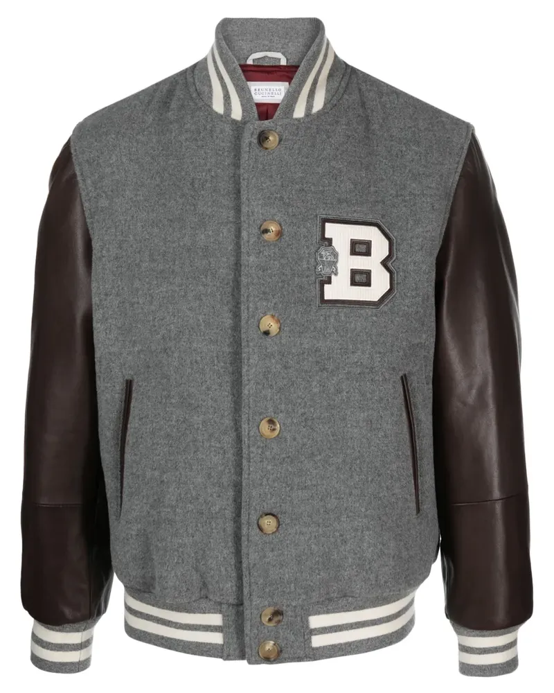 Brunello Cucinelli Bomberjacke mit Patch - Grau Grau
