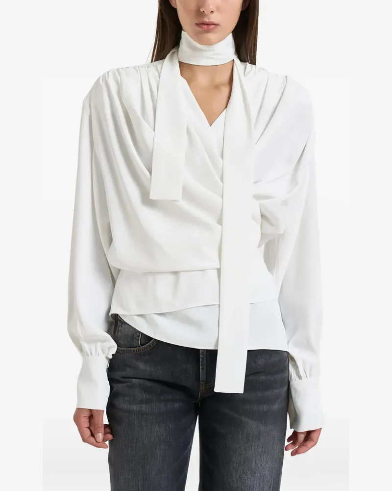 IRO Drapierte Bluse mit Schalkragen - Weiß Weiß