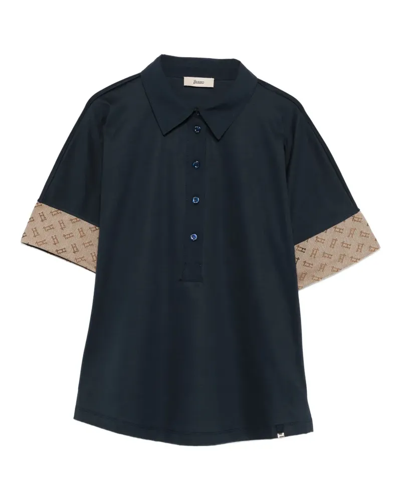 Herno printed-cuff polo top - Blau Blau