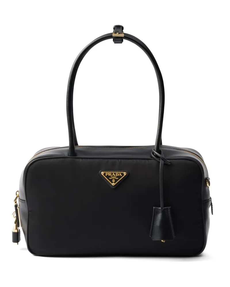Prada Mittelgroße Tote Bag aus Re-Nylon und Leder - Schwarz Schwarz