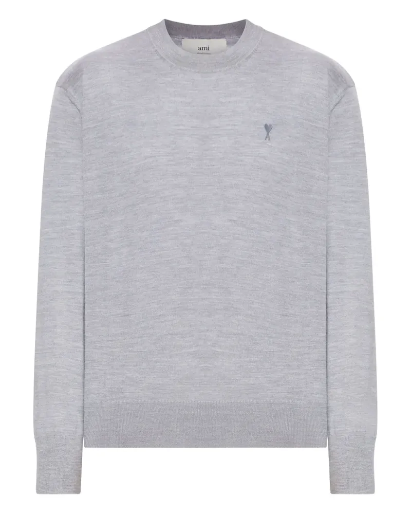 AMI Paris Gerippter Pullover mit Logo-Stickerei - Grau Grau