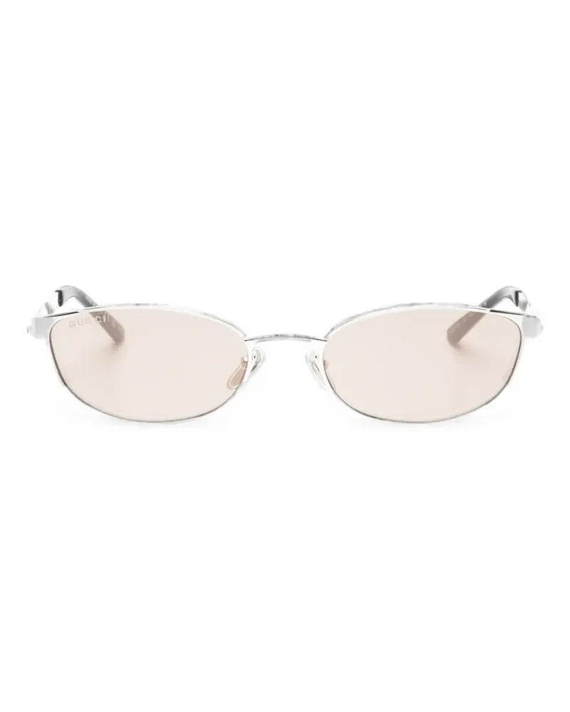 Gucci GG Sonnenbrille mit ovalem Gestell - Silber Silber