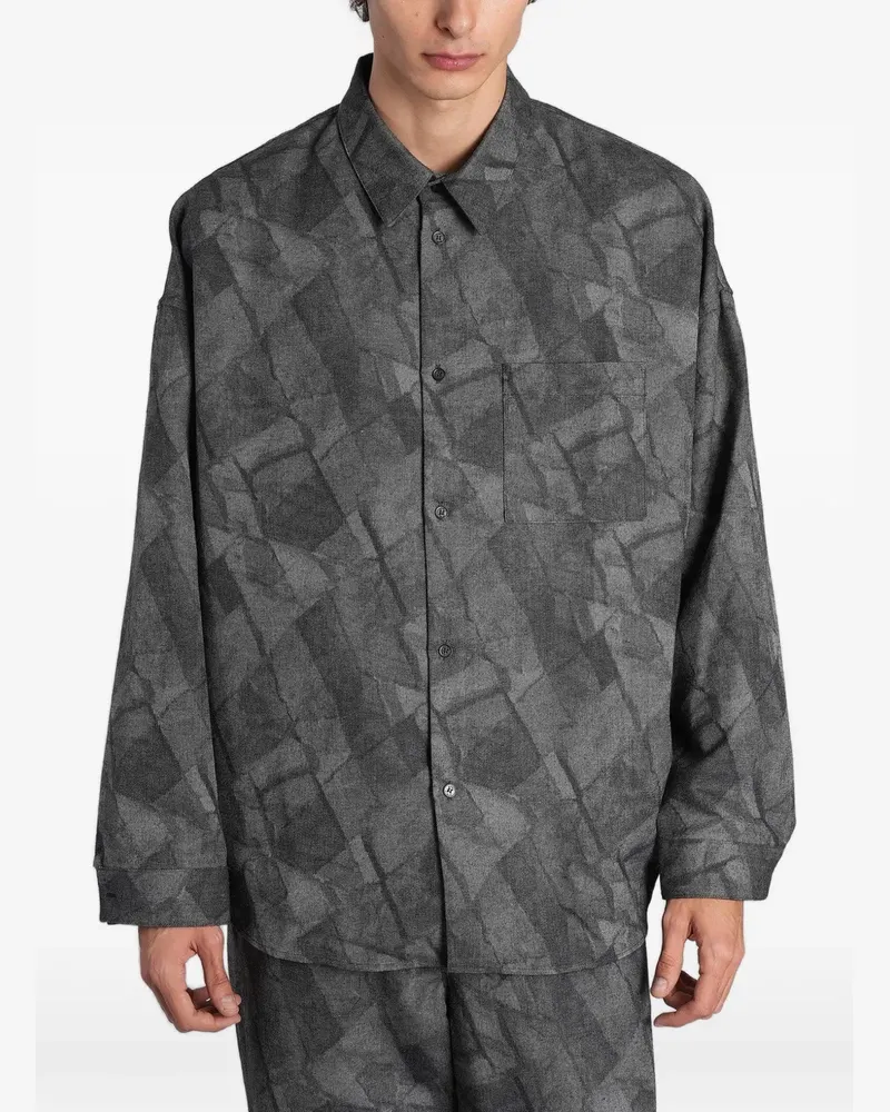 Kitsuné Hemd mit geometrischem Print - Grau Grau
