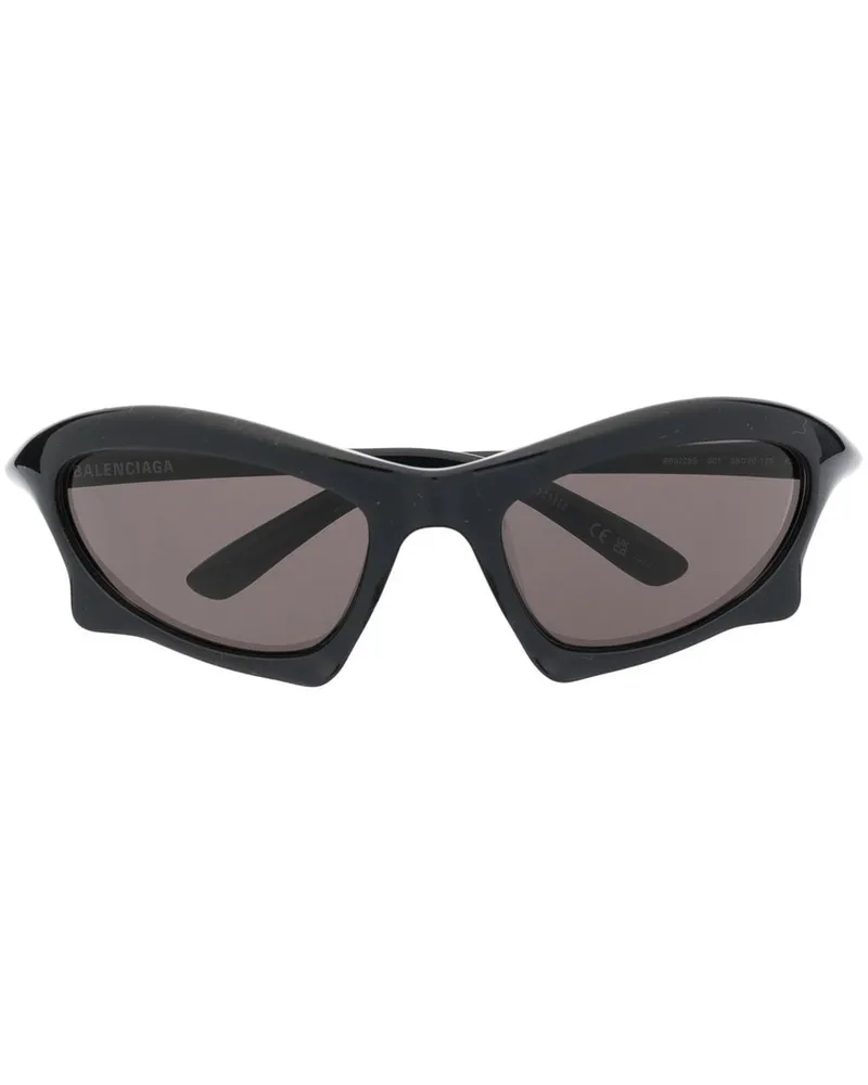 Balenciaga Eckige Bat Sonnenbrille - Schwarz Schwarz
