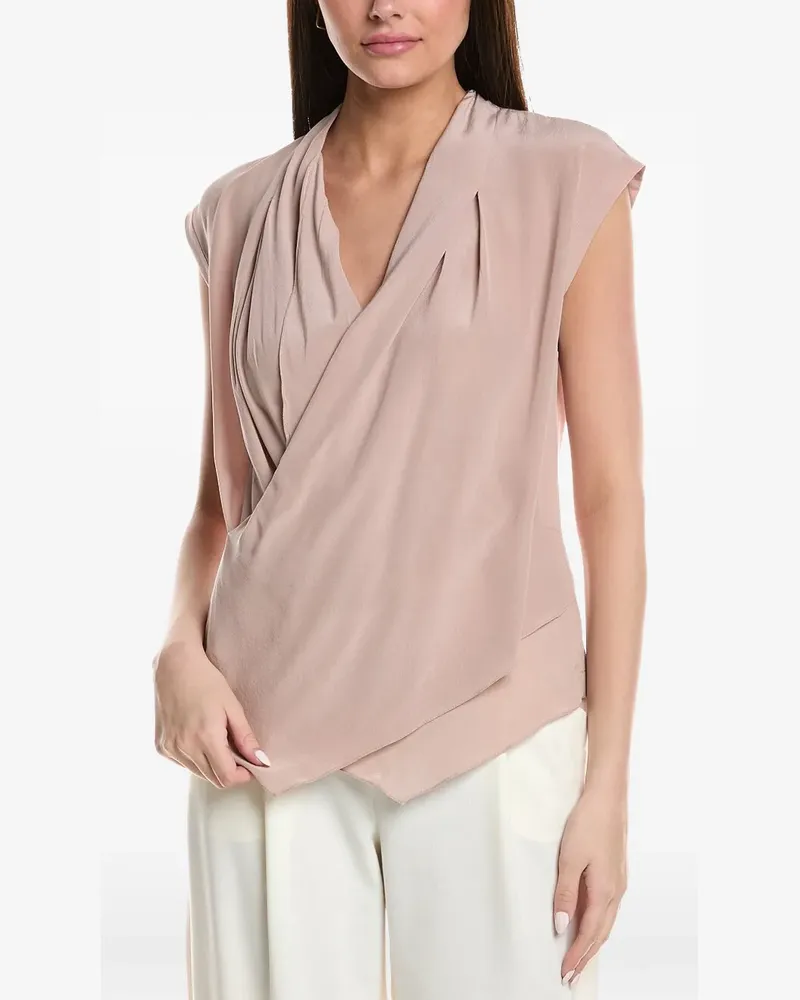 Brunello Cucinelli Drapiertes Seidentop - Nude Nude